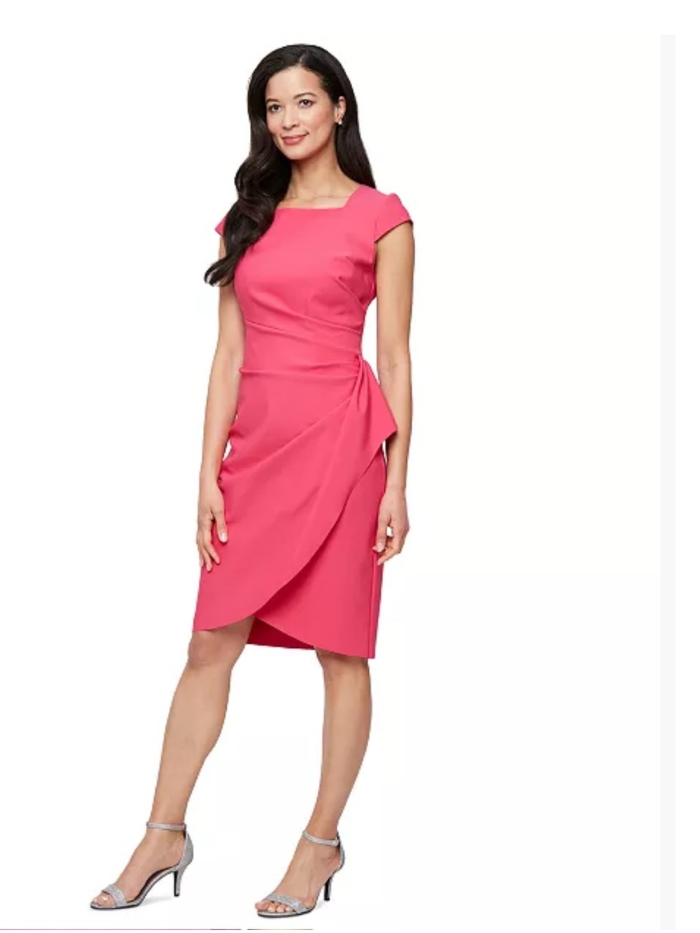 Alex Evenings Vibrant Pink Cap-Sleeve Tulip Sheath Dress